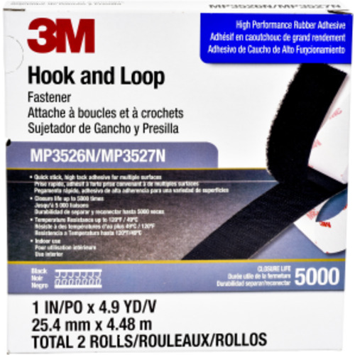 3M Hook and Loop Fastener MP3526N/MP3527N Black 1″ × 5 yd